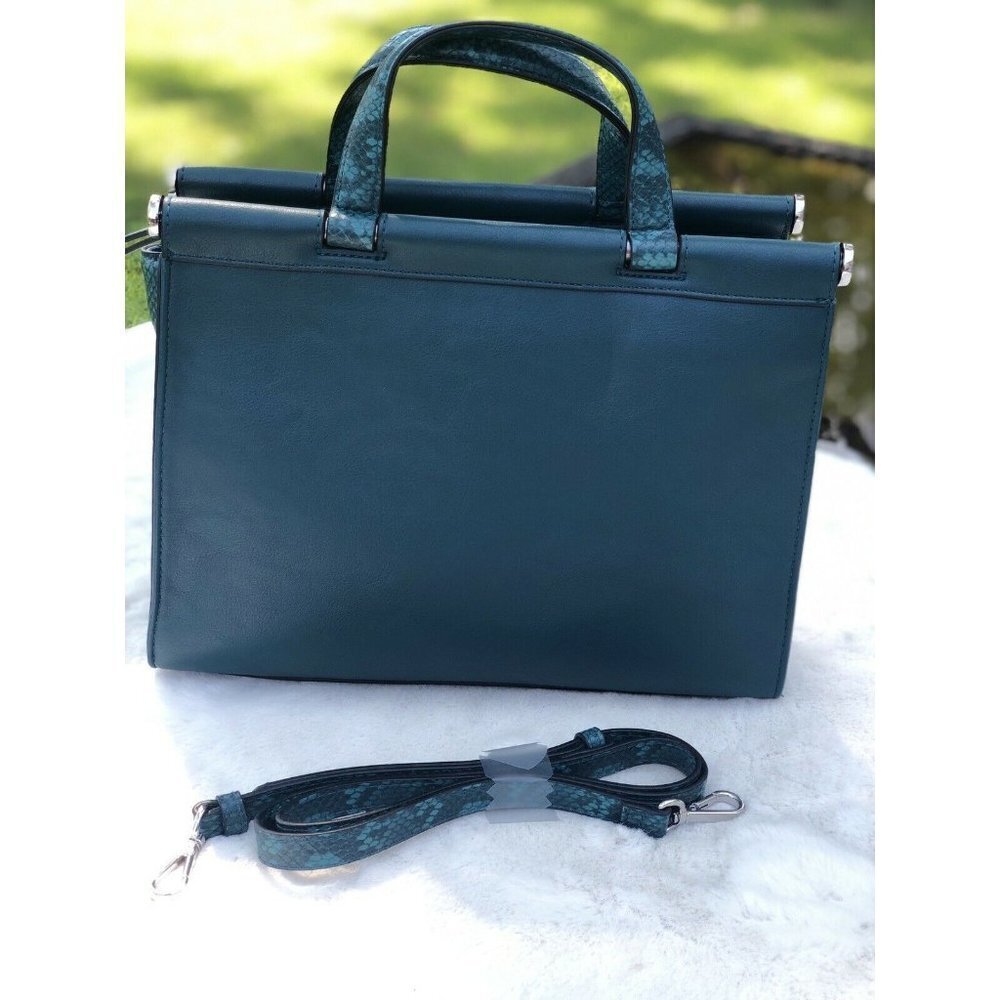 Alfani Green Women Satchel Medium Bag Silver Hardw